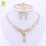 Gold and Crystal Necklace and Earrings